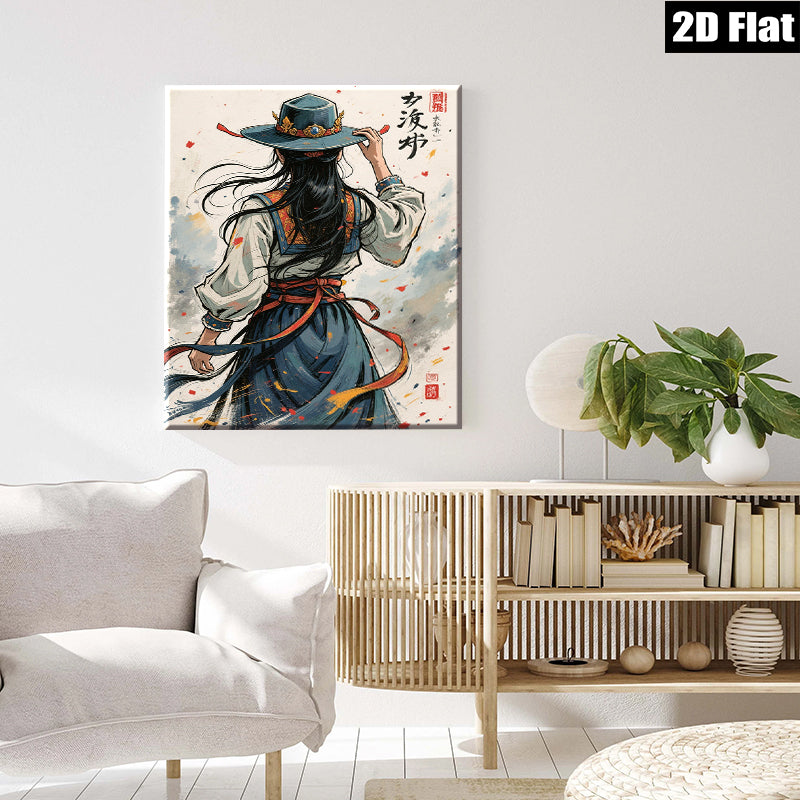 2D flat 1pc Elegant Woman Back View Portrait Wall Art Decor for Living Room Bedroom Gallery Wrapped Canvas Prints Modern Farmhouse Aesthetic Home Décor