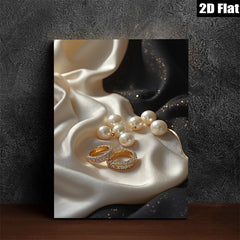 2D flat 1pc Elegant jewelry display soft silk backdrop modern farmhouse wall art bedroom decor gallery wrapped canvas prints minimalist aesthetic