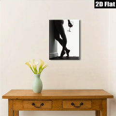 2D flat 1pc Elegant silhouette woman holding wine glass modern minimalist wall art bedroom living room décor farmhouse style canvas prints