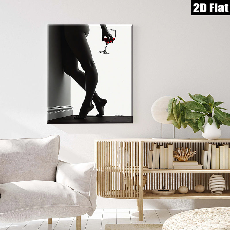 2D flat 1pc Elegant silhouette woman holding wine glass modern minimalist wall art bedroom living room décor farmhouse style canvas prints