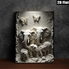2D flat 1pc Elephant Family Wall Art Decor Living Room Bedroom Modern Farmhouse Rustic Chic Gallery Wrapped Canvas Prints Ready to Hang