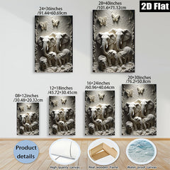 2D flat 1pc Elephant Family Wall Art Decor Living Room Bedroom Modern Farmhouse Rustic Chic Gallery Wrapped Canvas Prints Ready to Hang