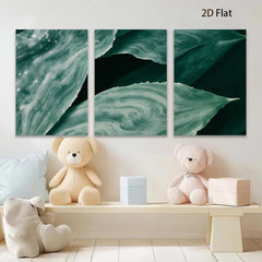 2D flat 1pc Emerald Green Botanical Leaf Wall Art Modern Farmhouse Living Room Decor Gallery Wrapped Canvas Print Coastal Beach Aesthetic Home D��cor