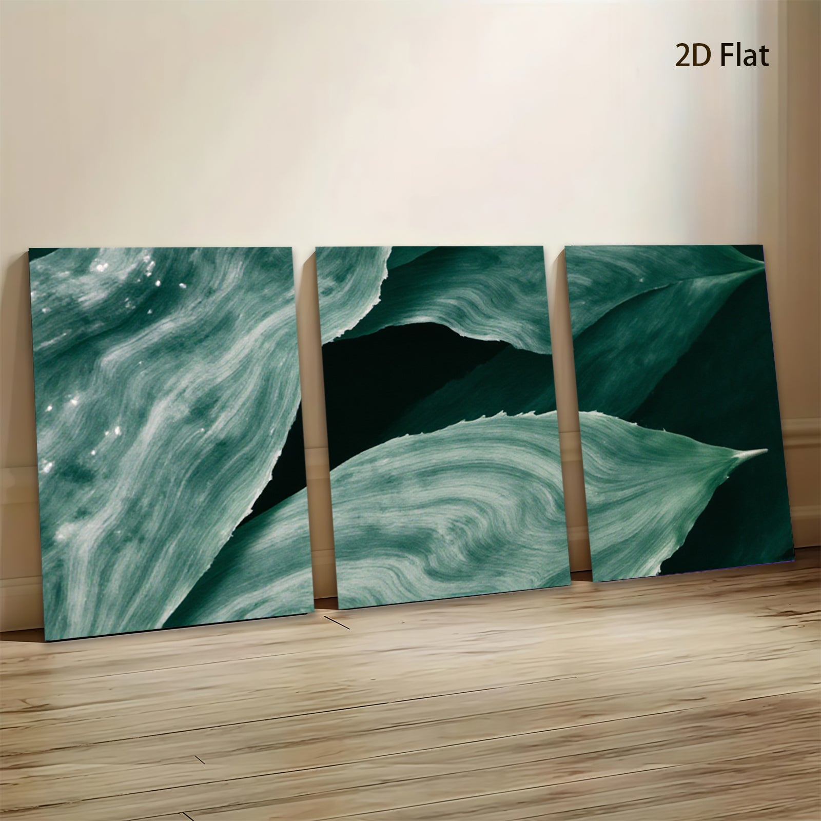 2D flat 1pc Emerald Green Botanical Leaf Wall Art Modern Farmhouse Living Room Decor Gallery Wrapped Canvas Print Coastal Beach Aesthetic Home D��cor