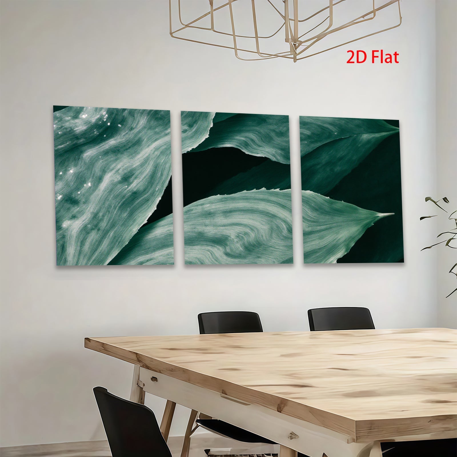 2D flat 1pc Emerald Green Botanical Leaf Wall Art Modern Farmhouse Living Room Decor Gallery Wrapped Canvas Print Coastal Beach Aesthetic Home D��cor