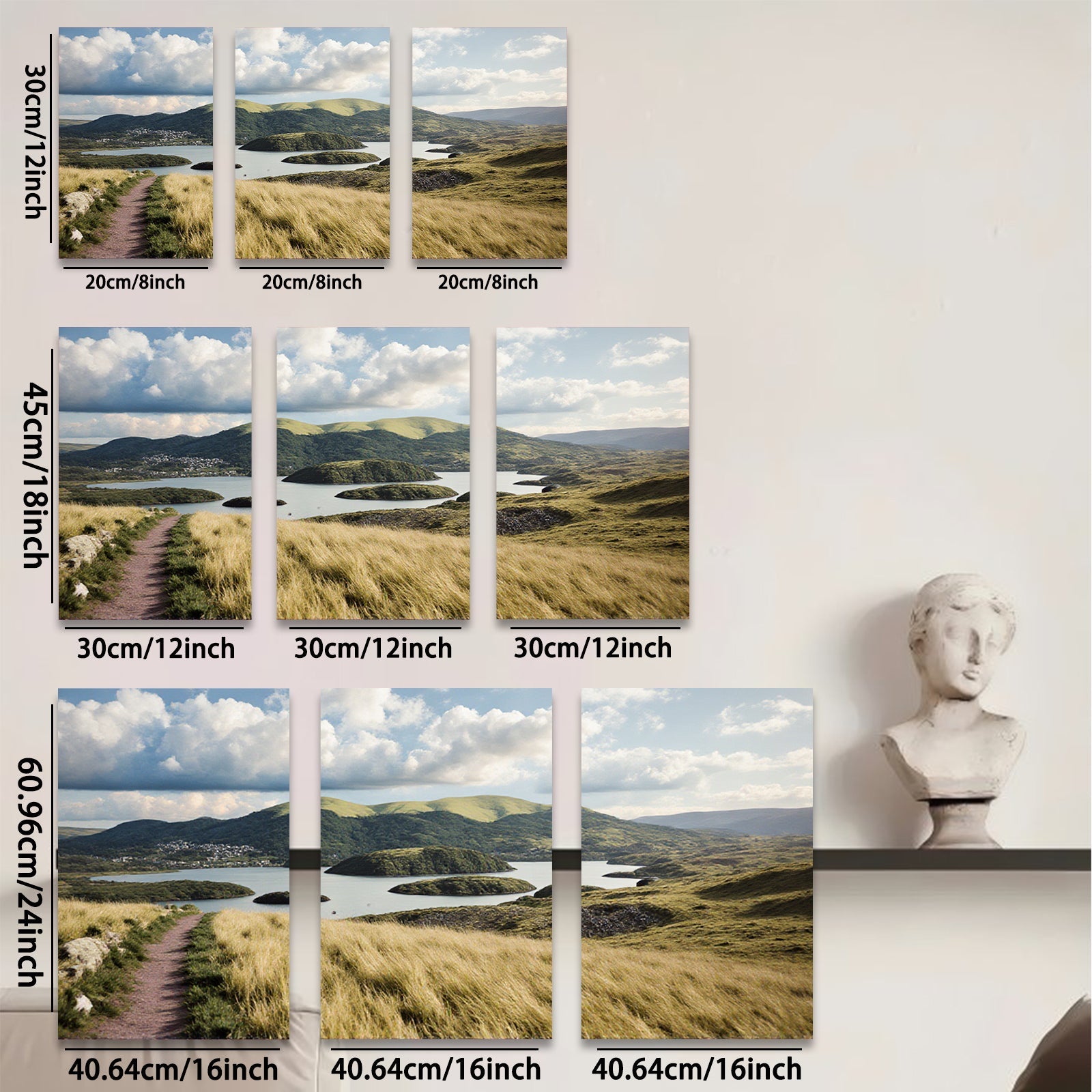 2D flat 1pc Emerald Isle Landscape Rolling Hills Irish Countryside Wall Art for Living Room Bedroom Office Modern Farmhouse Decor Botanical Prints