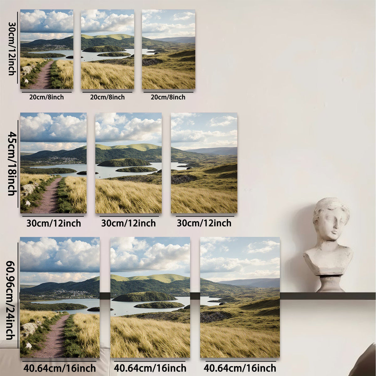 2D flat 1pc Emerald Isle Landscape Rolling Hills Irish Countryside Wall Art for Living Room Bedroom Office Modern Farmhouse Decor Botanical Prints