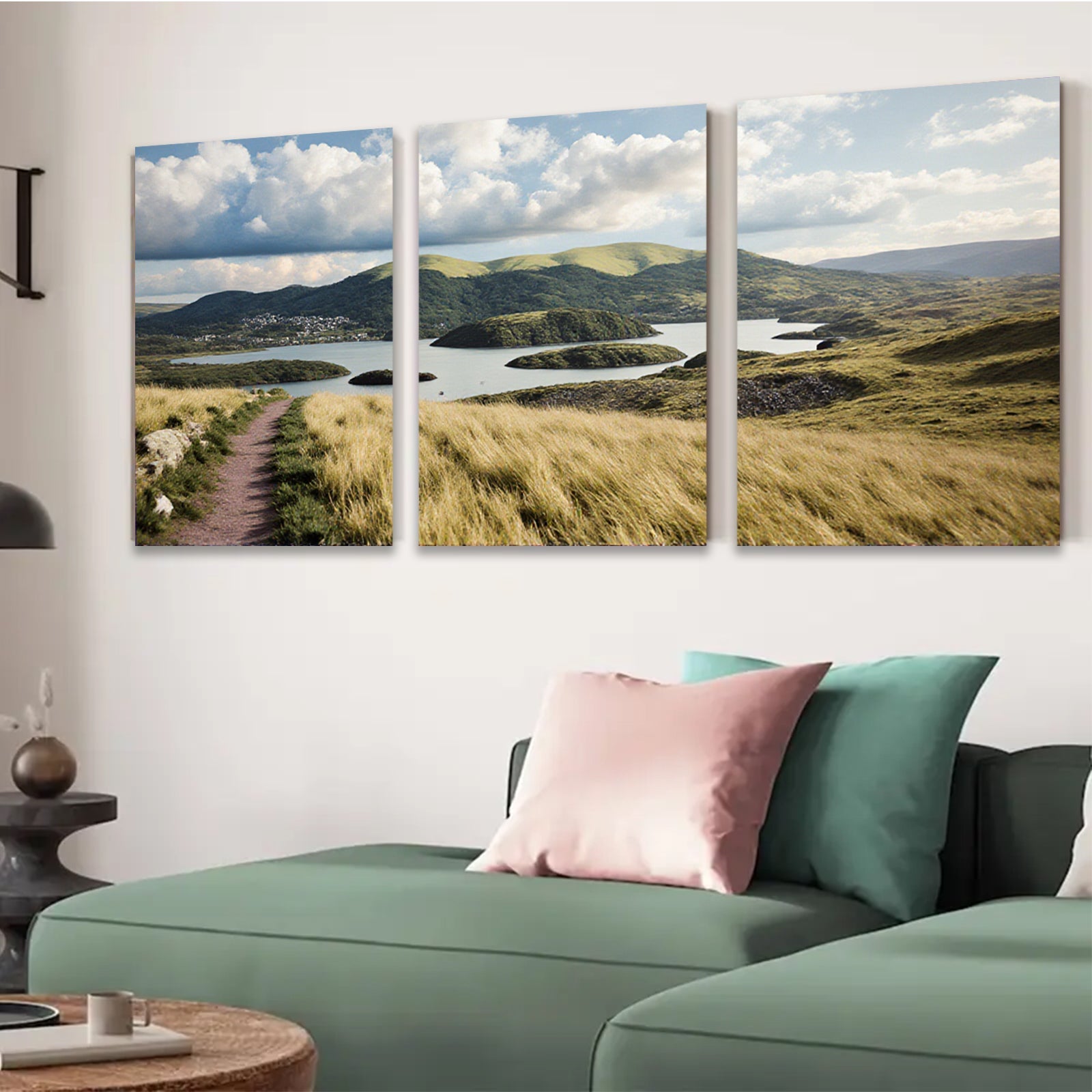 2D flat 1pc Emerald Isle Landscape Rolling Hills Irish Countryside Wall Art for Living Room Bedroom Office Modern Farmhouse Decor Botanical Prints
