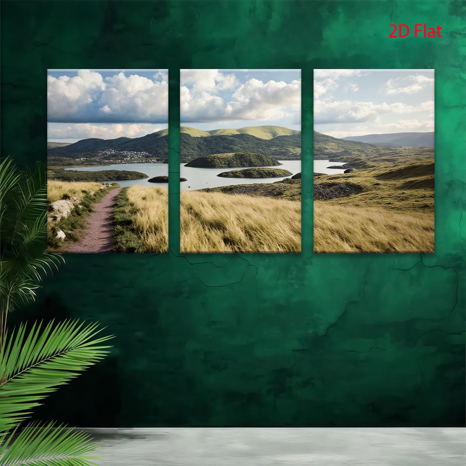 2D flat 1pc Emerald Isle Landscape Rolling Hills Irish Countryside Wall Art for Living Room Bedroom Office Modern Farmhouse Decor Botanical Prints