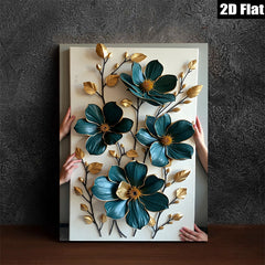2D flat 1pc Emerald Teal Botanical Floral Wall Art Canvas Painting for Living Room Bedroom Home Decor Modern Farmhouse Rustic Chic Gallery Wrapped Ready to Hang