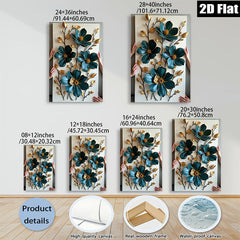 2D flat 1pc Emerald Teal Botanical Floral Wall Art Canvas Painting for Living Room Bedroom Home Decor Modern Farmhouse Rustic Chic Gallery Wrapped Ready to Hang