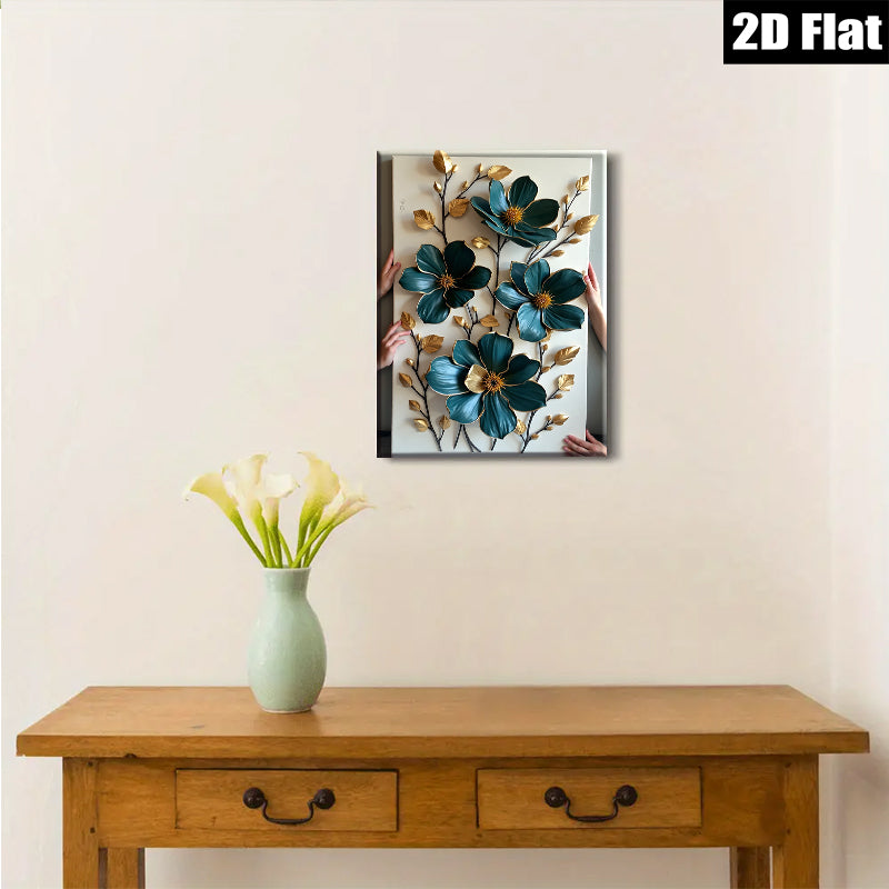2D flat 1pc Emerald Teal Botanical Floral Wall Art Canvas Painting for Living Room Bedroom Home Decor Modern Farmhouse Rustic Chic Gallery Wrapped Ready to Hang