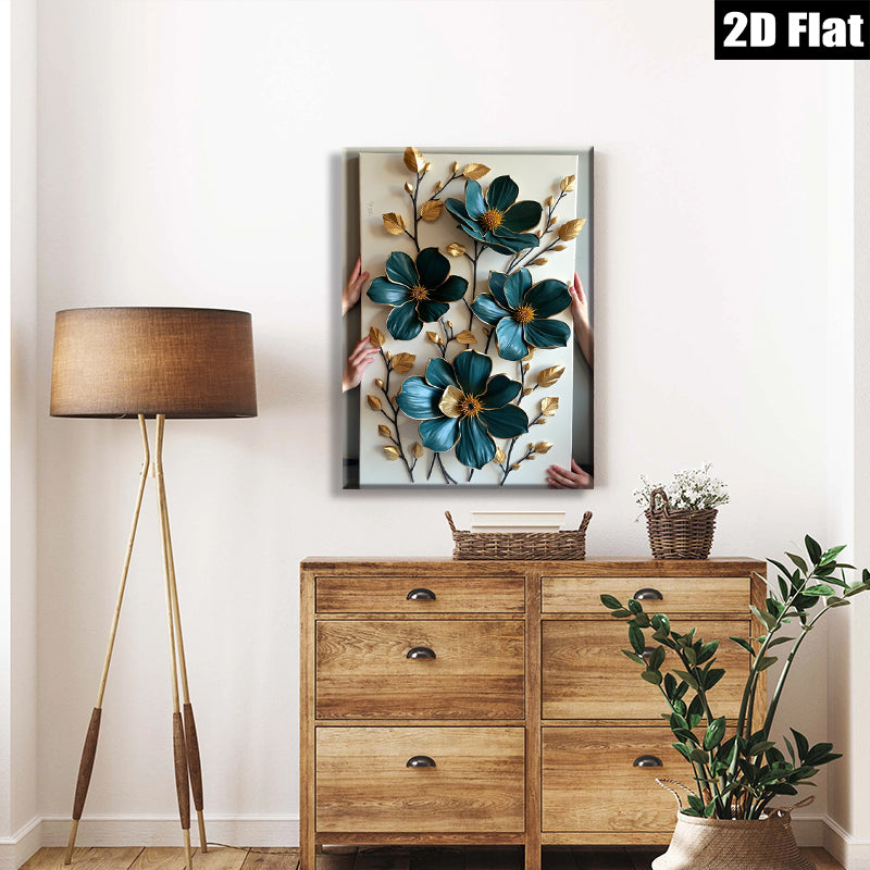 2D flat 1pc Emerald Teal Botanical Floral Wall Art Canvas Painting for Living Room Bedroom Home Decor Modern Farmhouse Rustic Chic Gallery Wrapped Ready to Hang