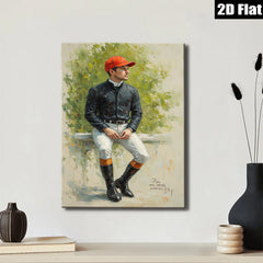2D flat 1pc Equestrian Portrait Rider Sport Canvas Wall Art Decor Living Room Bedroom Farmhouse Style Modern Gallery Wrapped