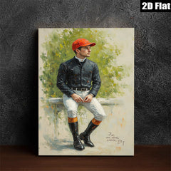2D flat 1pc Equestrian Portrait Rider Sport Canvas Wall Art Decor Living Room Bedroom Farmhouse Style Modern Gallery Wrapped