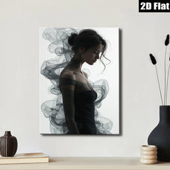 2D flat 1pc Ethereal Woman Portrait Moody Abstract Wall Art Living Room Bedroom Decor Gallery Wrapped Canvas Print Modern Farmhouse Style Minimalist Aesthetic