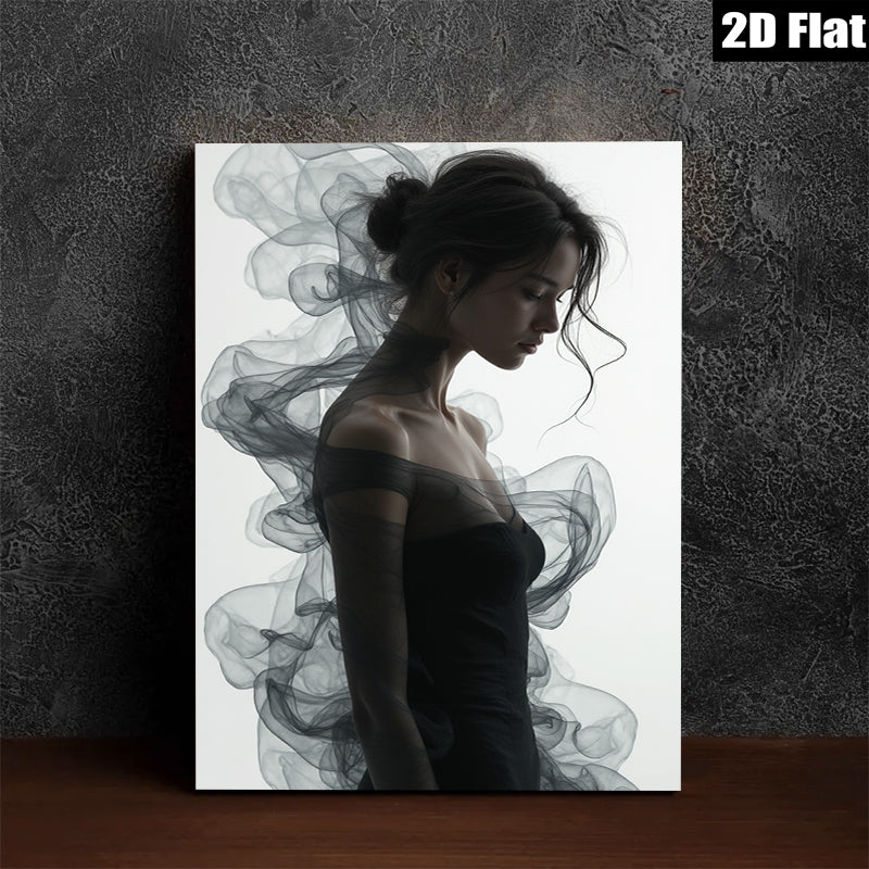 2D flat 1pc Ethereal Woman Portrait Moody Abstract Wall Art Living Room Bedroom Decor Gallery Wrapped Canvas Print Modern Farmhouse Style Minimalist Aesthetic