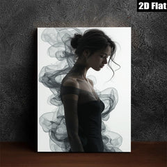 2D flat 1pc Ethereal Woman Portrait Moody Abstract Wall Art Living Room Bedroom Decor Gallery Wrapped Canvas Print Modern Farmhouse Style Minimalist Aesthetic