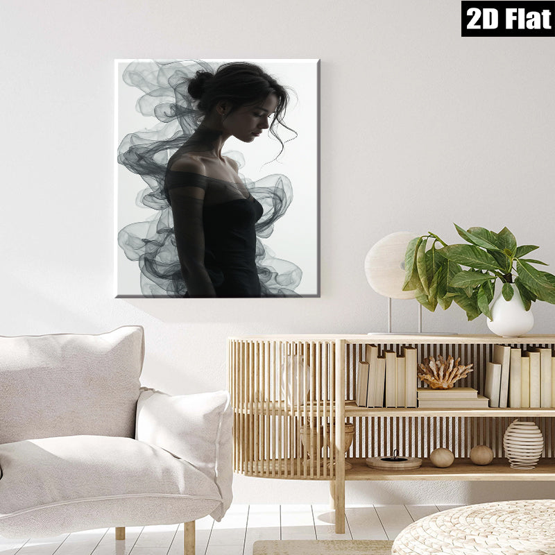 2D flat 1pc Ethereal Woman Portrait Moody Abstract Wall Art Living Room Bedroom Decor Gallery Wrapped Canvas Print Modern Farmhouse Style Minimalist Aesthetic