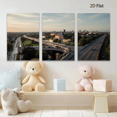 2D flat 1pc European cityscape highway overpass modern wall art living room bedroom decor farmhouse style inspirational canvas prints gallery wrapped ready to hang