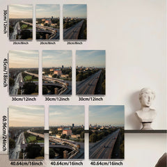 2D flat 1pc European cityscape highway overpass modern wall art living room bedroom decor farmhouse style inspirational canvas prints gallery wrapped ready to hang