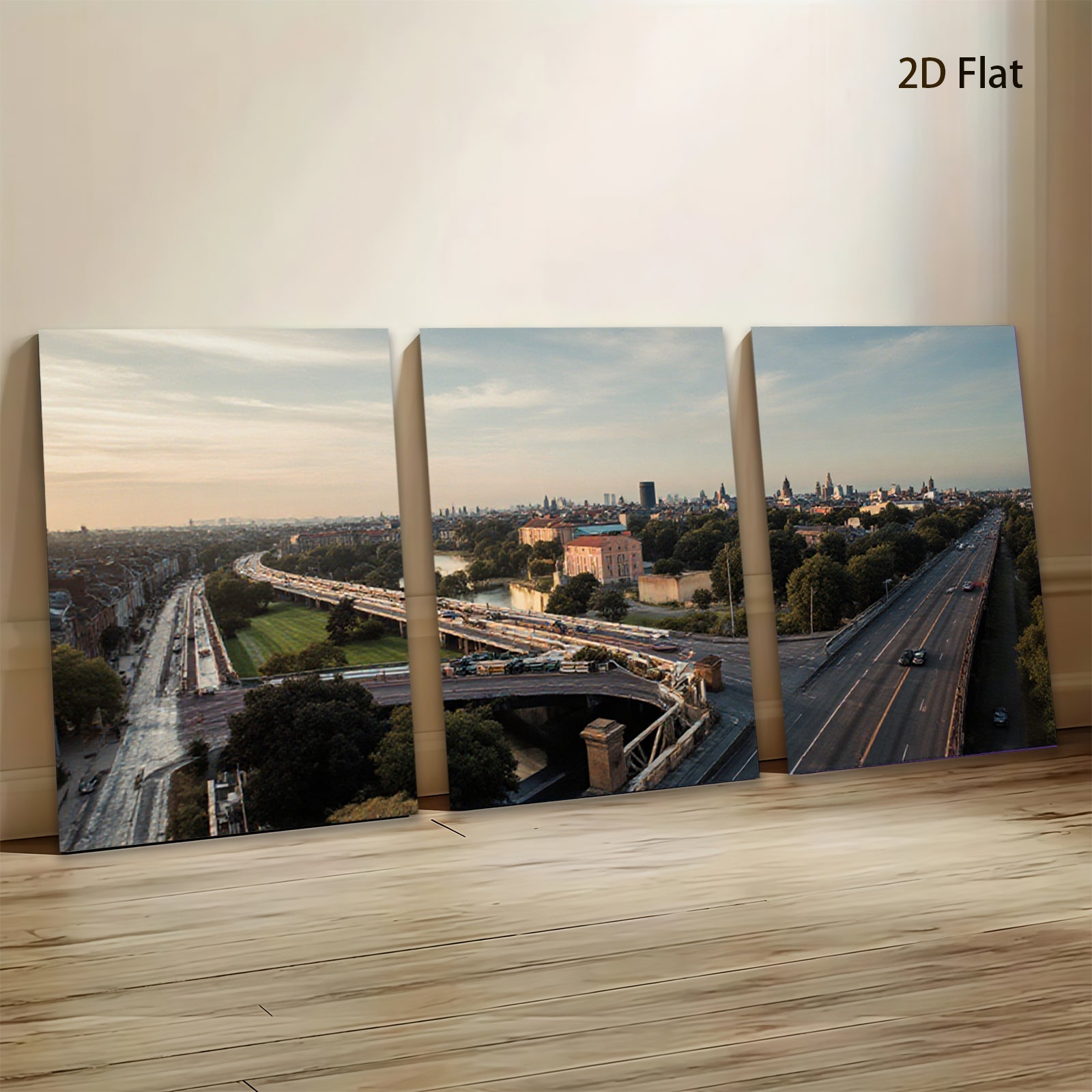 2D flat 1pc European cityscape highway overpass modern wall art living room bedroom decor farmhouse style inspirational canvas prints gallery wrapped ready to hang
