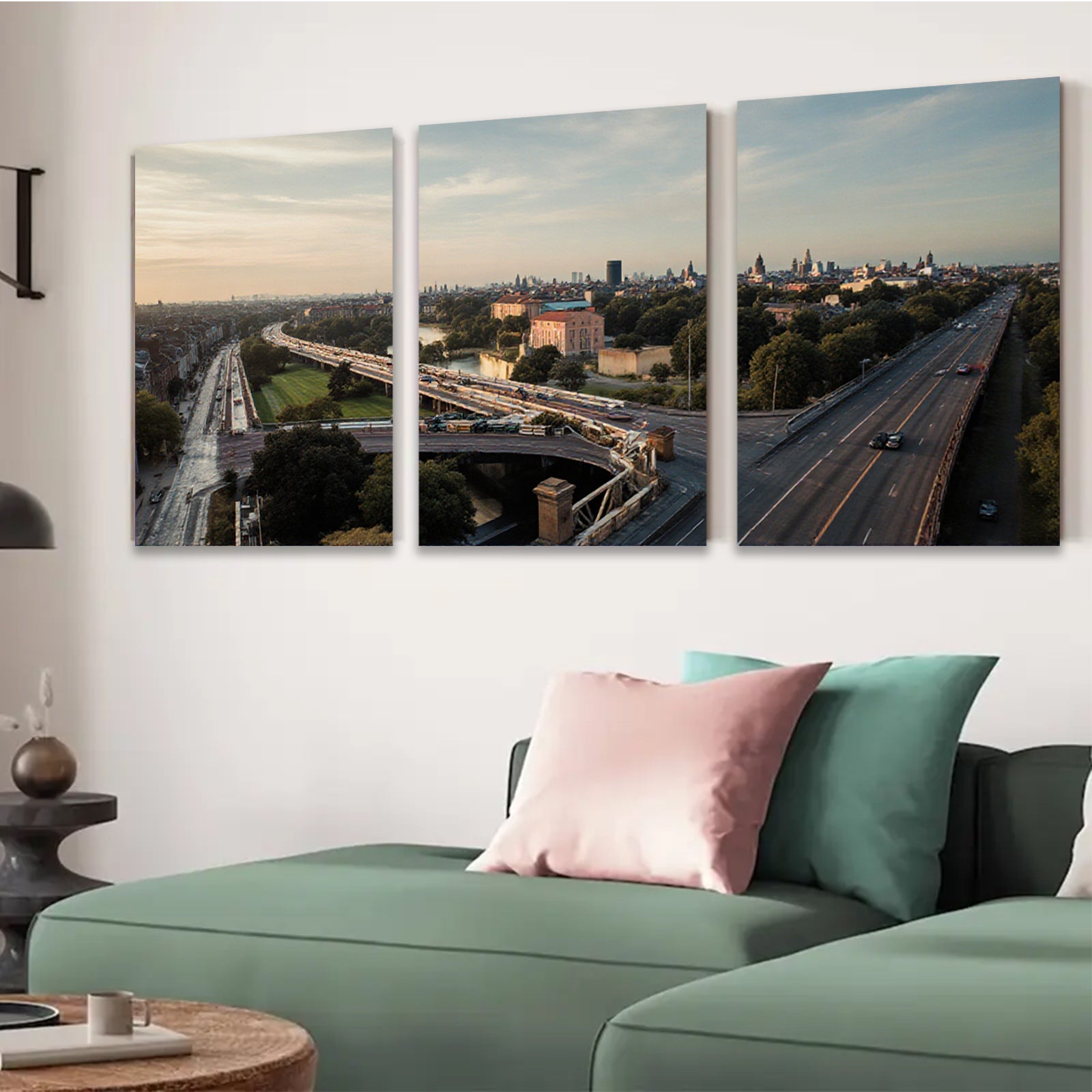 2D flat 1pc European cityscape highway overpass modern wall art living room bedroom decor farmhouse style inspirational canvas prints gallery wrapped ready to hang