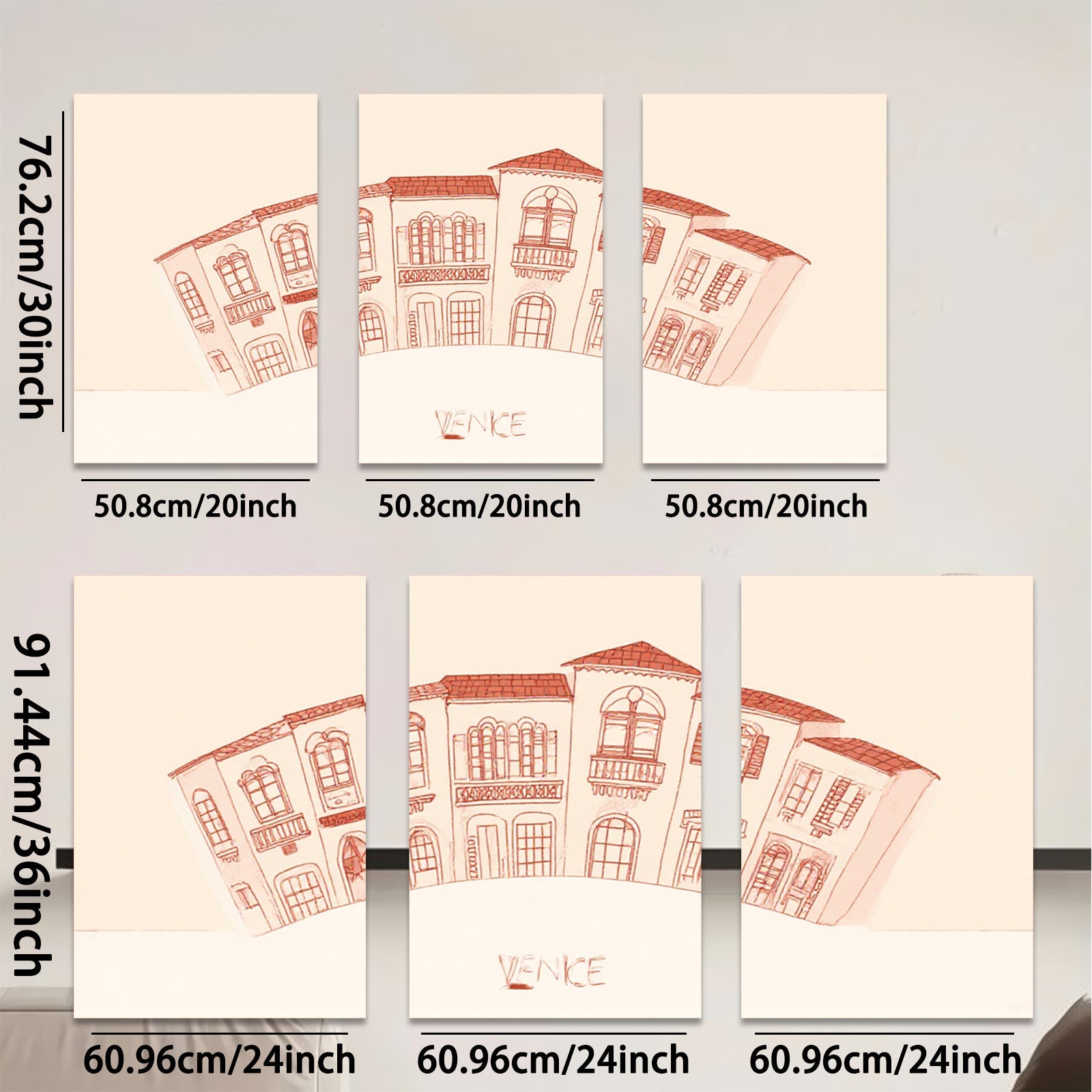 2D flat 1pc European street building sketch wall art decor canvas prints for living room bedroom office farmhouse modern gallery wrapped timeless aesthetic