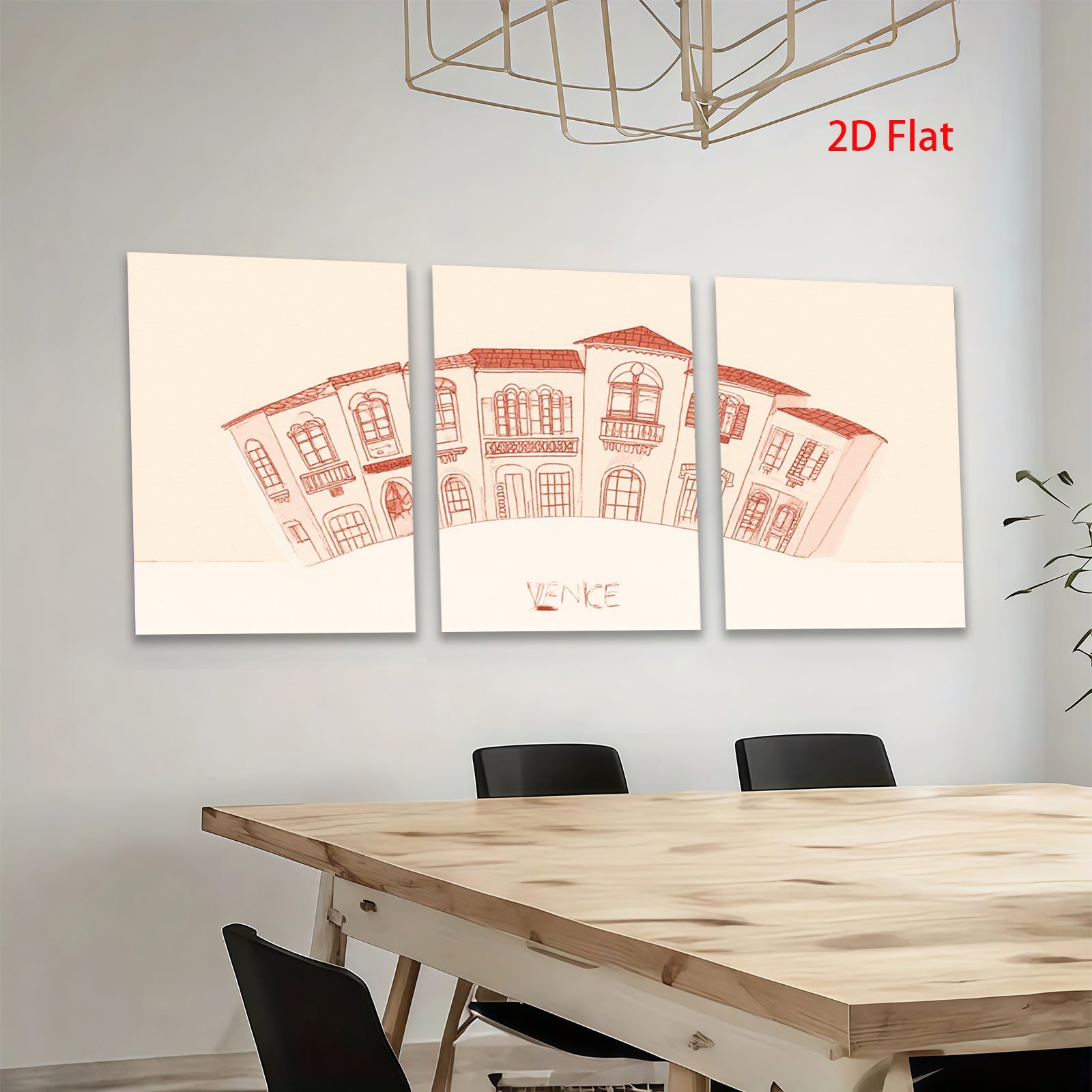 2D flat 1pc European street building sketch wall art decor canvas prints for living room bedroom office farmhouse modern gallery wrapped timeless aesthetic