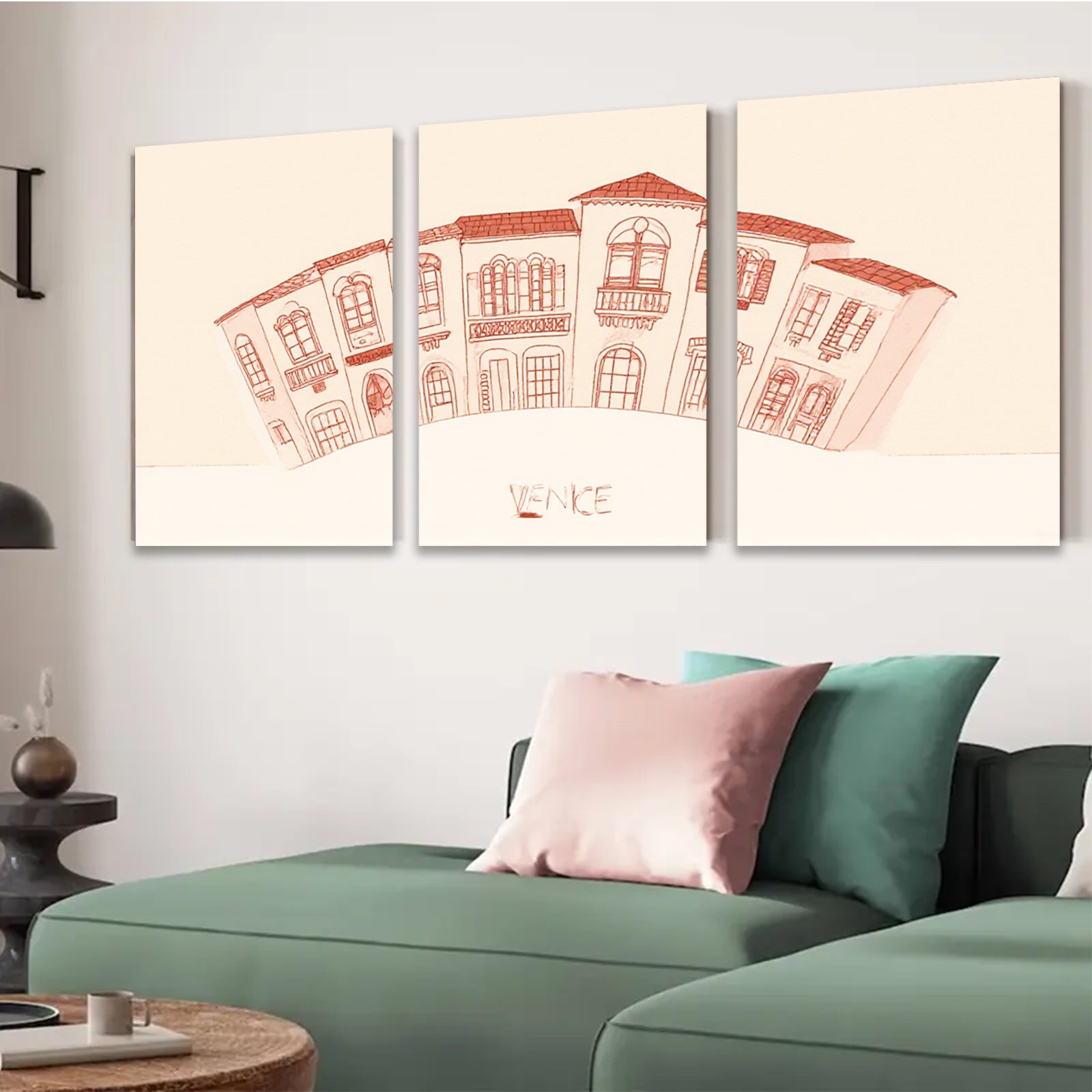 2D flat 1pc European street building sketch wall art decor canvas prints for living room bedroom office farmhouse modern gallery wrapped timeless aesthetic