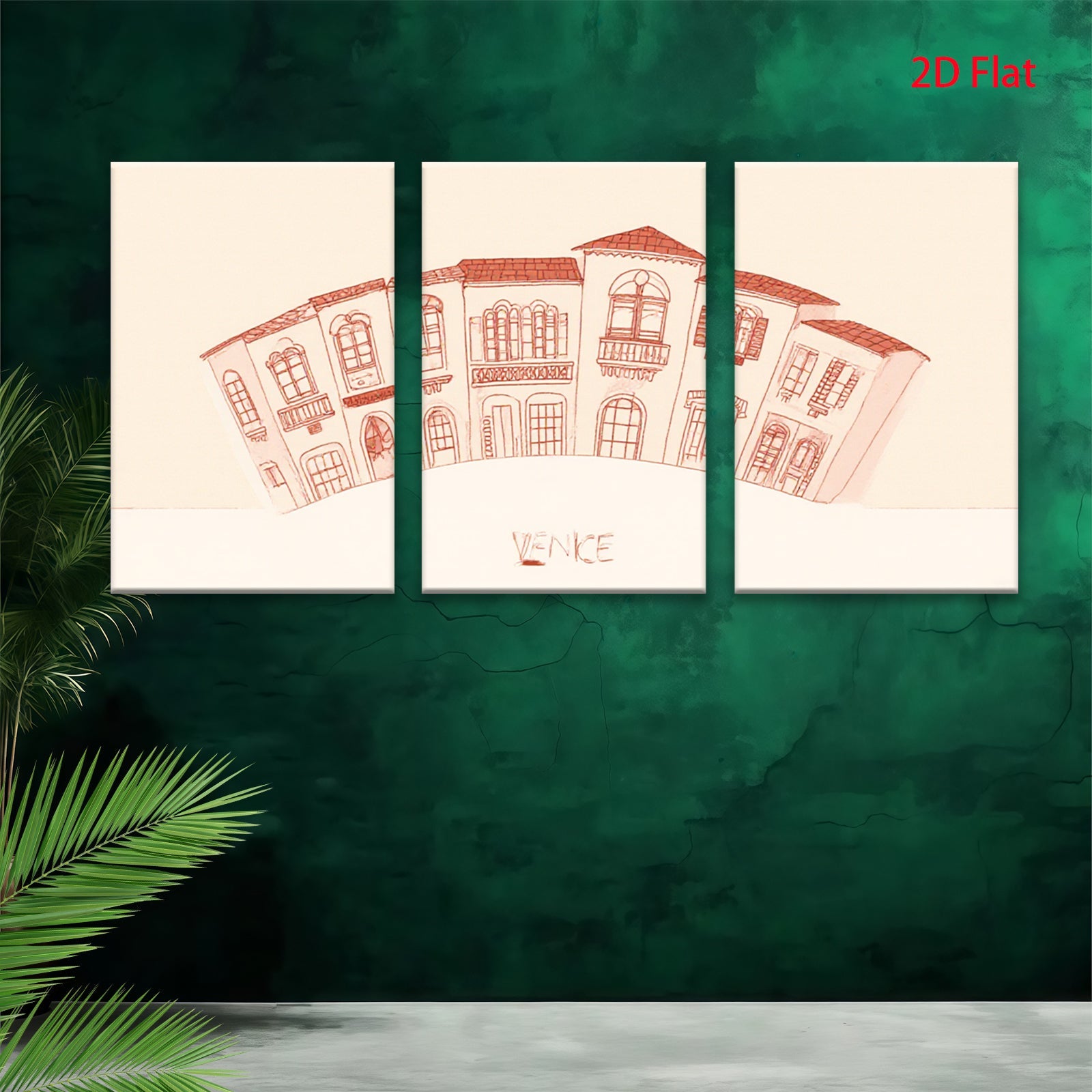 2D flat 1pc European street building sketch wall art decor canvas prints for living room bedroom office farmhouse modern gallery wrapped timeless aesthetic