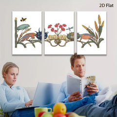 2D flat 1pc Exotic Birds Botanical Illustration Wall Art Decor Living Room Bedroom Home Office Gallery Wrapped Canvas Print Modern Farmhouse Aesthetic