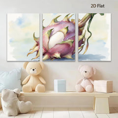 2D flat 1pc Exotic Dragon Fruit Botanical Wall Art Living Room Bedroom Decor Gallery Wrapped Canvas Print Modern Farmhouse Style Coastal Home Accent