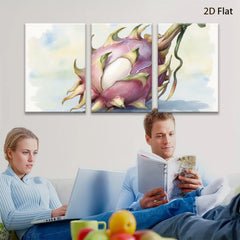 2D flat 1pc Exotic Dragon Fruit Botanical Wall Art Living Room Bedroom Decor Gallery Wrapped Canvas Print Modern Farmhouse Style Coastal Home Accent