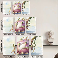 2D flat 1pc Exotic Dragon Fruit Botanical Wall Art Living Room Bedroom Decor Gallery Wrapped Canvas Print Modern Farmhouse Style Coastal Home Accent