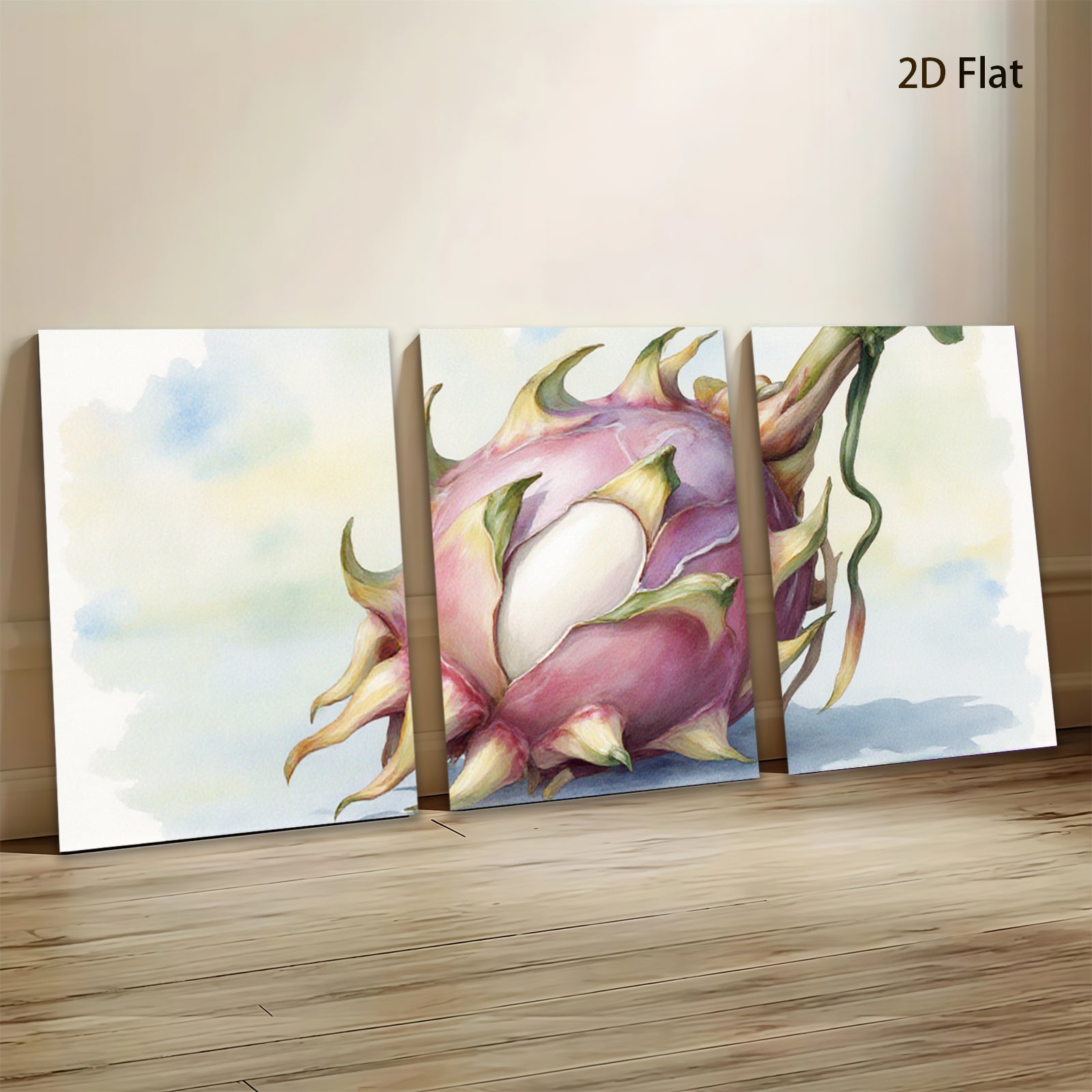 2D flat 1pc Exotic Dragon Fruit Botanical Wall Art Living Room Bedroom Decor Gallery Wrapped Canvas Print Modern Farmhouse Style Coastal Home Accent
