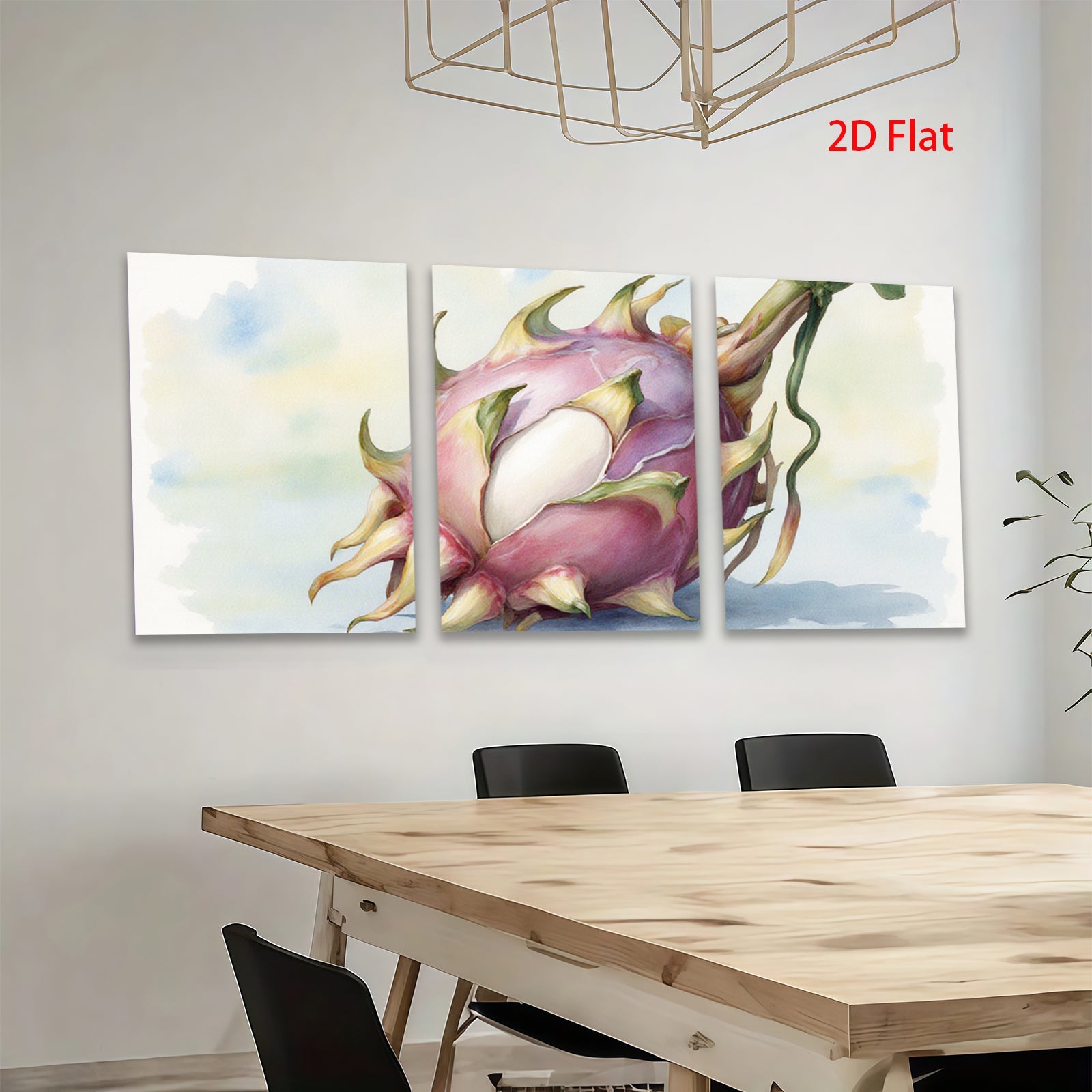 2D flat 1pc Exotic Dragon Fruit Botanical Wall Art Living Room Bedroom Decor Gallery Wrapped Canvas Print Modern Farmhouse Style Coastal Home Accent