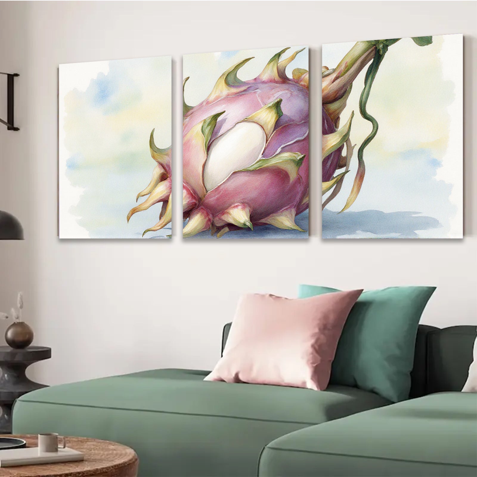 2D flat 1pc Exotic Dragon Fruit Botanical Wall Art Living Room Bedroom Decor Gallery Wrapped Canvas Print Modern Farmhouse Style Coastal Home Accent