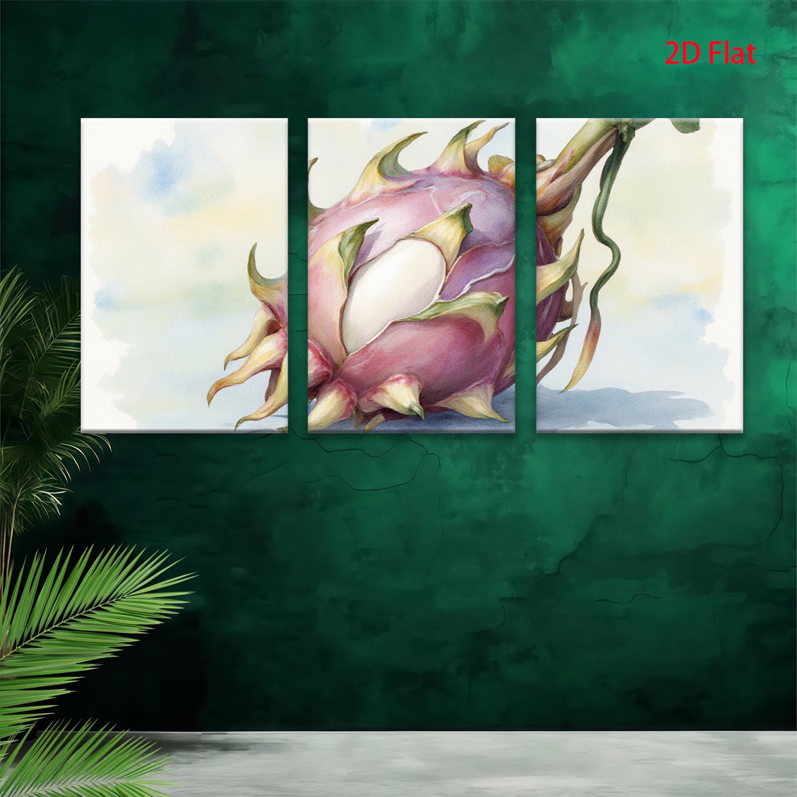 2D flat 1pc Exotic Dragon Fruit Botanical Wall Art Living Room Bedroom Decor Gallery Wrapped Canvas Print Modern Farmhouse Style Coastal Home Accent