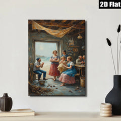 2D flat 1pc Family Gathering Coastal Home Decor Living Room Bedroom Wall Art Farmhouse Style Canvas Prints Modern Artwork Rustic Chic