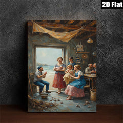 2D flat 1pc Family Gathering Coastal Home Decor Living Room Bedroom Wall Art Farmhouse Style Canvas Prints Modern Artwork Rustic Chic