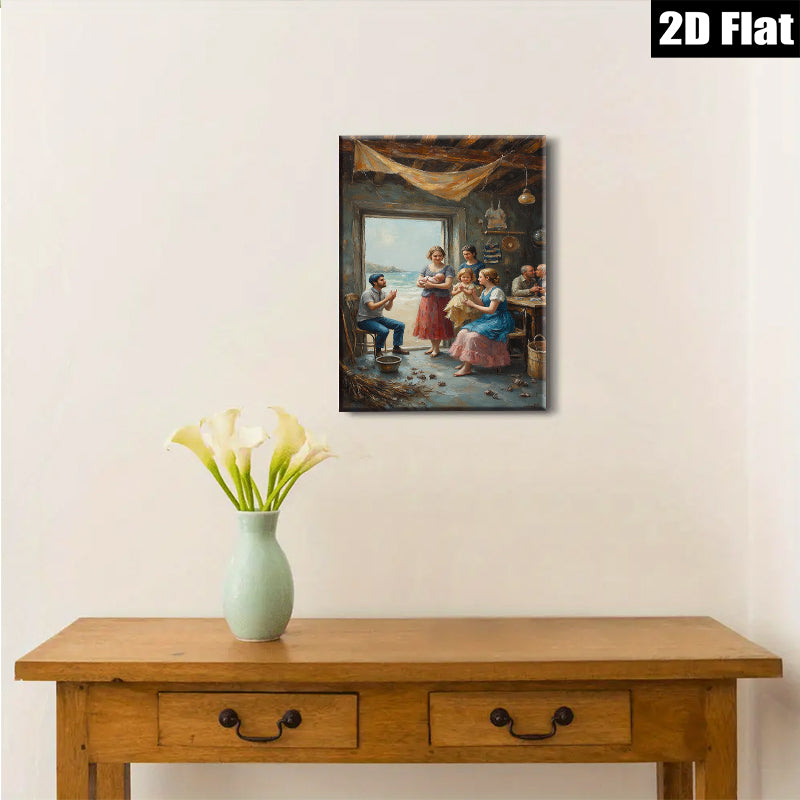 2D flat 1pc Family Gathering Coastal Home Decor Living Room Bedroom Wall Art Farmhouse Style Canvas Prints Modern Artwork Rustic Chic