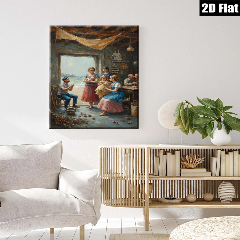 2D flat 1pc Family Gathering Coastal Home Decor Living Room Bedroom Wall Art Farmhouse Style Canvas Prints Modern Artwork Rustic Chic