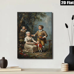 2D flat 1pc Family Portrait Children Garden Scene Wall Art Decor Living Room Bedroom Gallery Wrapped Canvas Prints Modern Farmhouse Style Rustic Chic Home D��cor