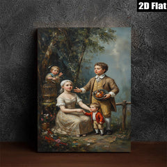 2D flat 1pc Family Portrait Children Garden Scene Wall Art Decor Living Room Bedroom Gallery Wrapped Canvas Prints Modern Farmhouse Style Rustic Chic Home D��cor