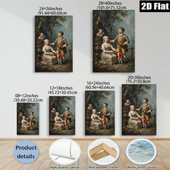 2D flat 1pc Family Portrait Children Garden Scene Wall Art Decor Living Room Bedroom Gallery Wrapped Canvas Prints Modern Farmhouse Style Rustic Chic Home D��cor
