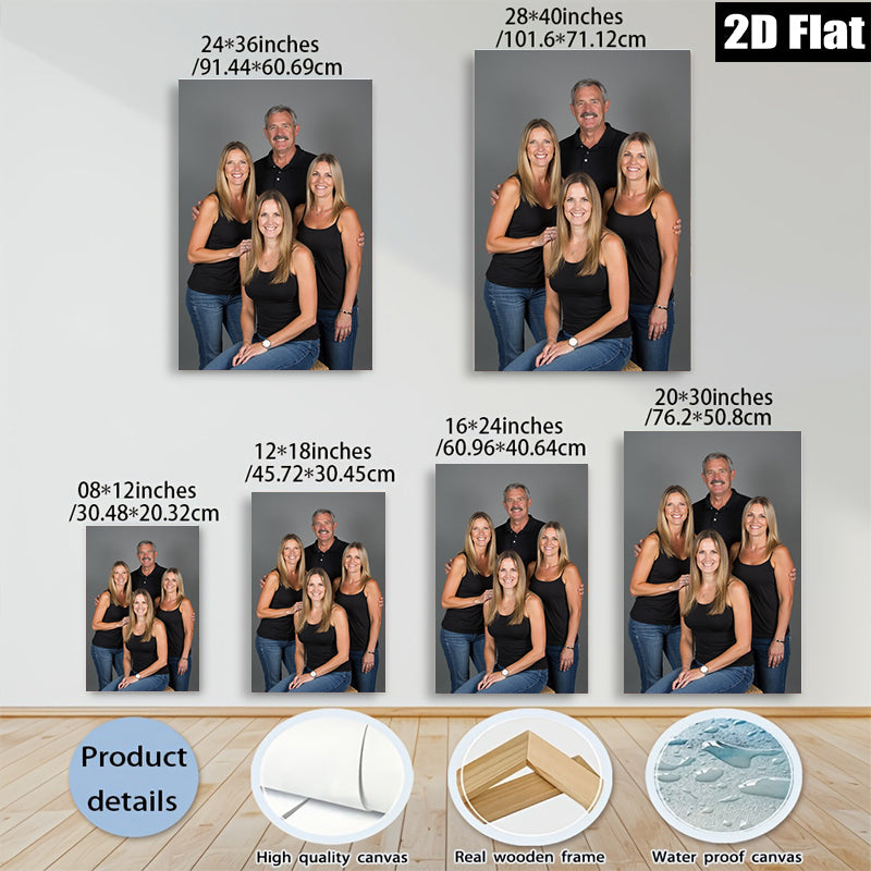 2D flat 1pc Family Portrait Denim Casual Style Wall Art Living Room Bedroom Decor Modern Farmhouse Gallery Wrapped Canvas Prints for Home
