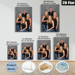 2D flat 1pc Family Portrait Denim Casual Style Wall Art Living Room Bedroom Decor Modern Farmhouse Gallery Wrapped Canvas Prints for Home