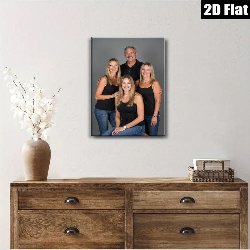 2D flat 1pc Family Portrait Denim Casual Style Wall Art Living Room Bedroom Decor Modern Farmhouse Gallery Wrapped Canvas Prints for Home