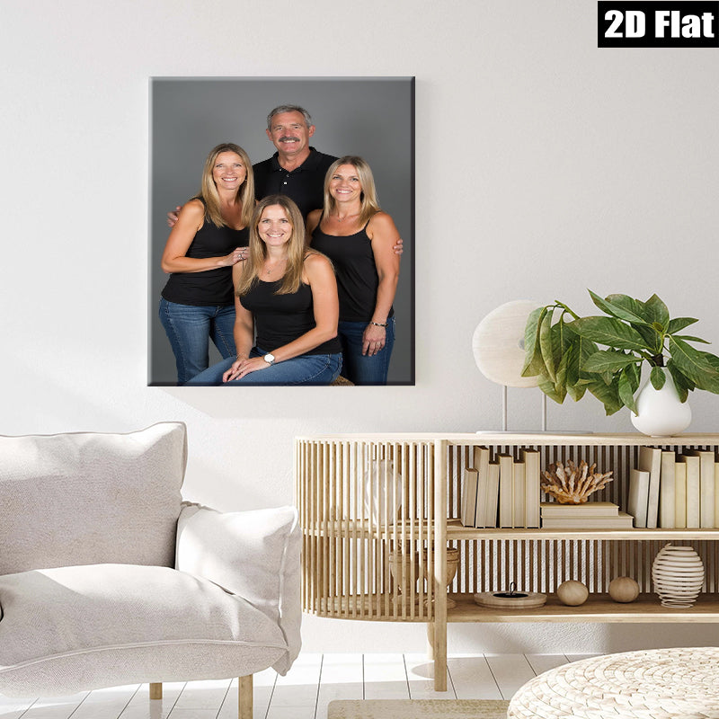 2D flat 1pc Family Portrait Denim Casual Style Wall Art Living Room Bedroom Decor Modern Farmhouse Gallery Wrapped Canvas Prints for Home